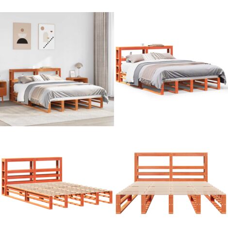 Giroletto con Testiera Marrone Cera 120x190 cm Massello Pino - Testiera per letto - Letto matrimoniale