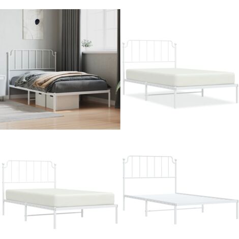 Giroletto con Testiera Metallo Bianco 107x203 cm - Letto con testiera - Letto in acciaio