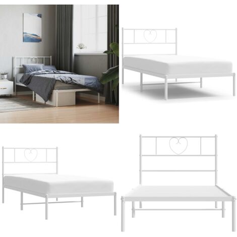 Giroletto con Testiera Metallo Bianco 107x203 cm - Letto con testiera - Letto in acciaio