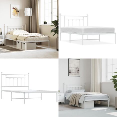 Giroletto con Testiera Metallo Bianco 107x203 cm - Letto con testiera - Letto in acciaio