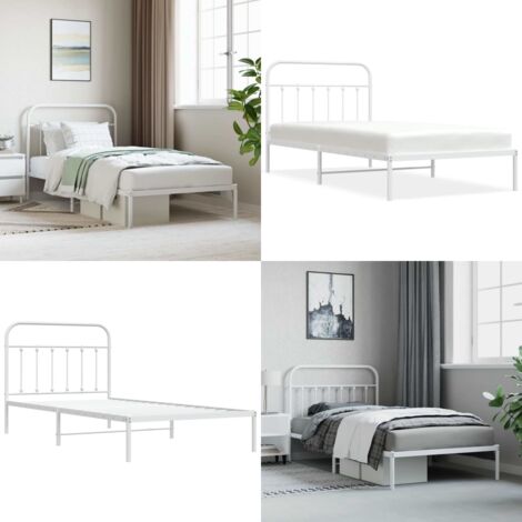 Giroletto con Testiera Metallo Bianco 107x203 cm - Letto con testiera - Letto in acciaio