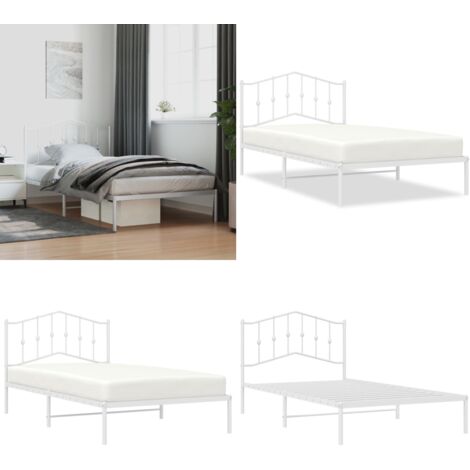 Giroletto con Testiera Metallo Bianco 107x203 cm - Letto con testiera - Letto robusto