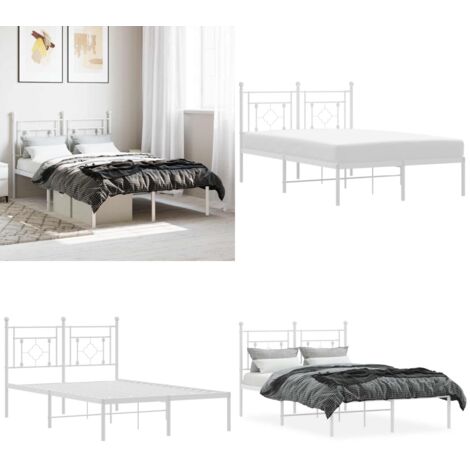 Giroletto con Testiera Metallo Bianco 120x190 cm - Letto con testiera - Letto in acciaio