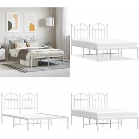 Giroletto con Testiera Metallo Bianco 120x190 cm - Letto con testiera - Letto in acciaio