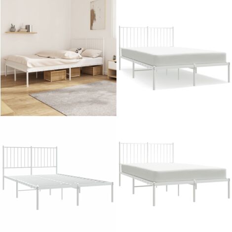 Giroletto con Testiera Metallo Bianco 120x190 cm - Letto con testiera - Letto in acciaio