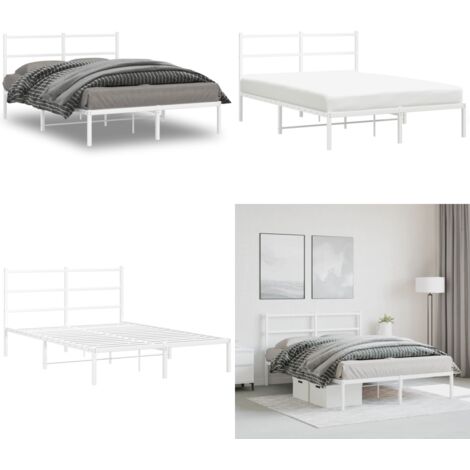 Giroletto con Testiera Metallo Bianco 140x200 cm - Letto con testiera - Letto in acciaio