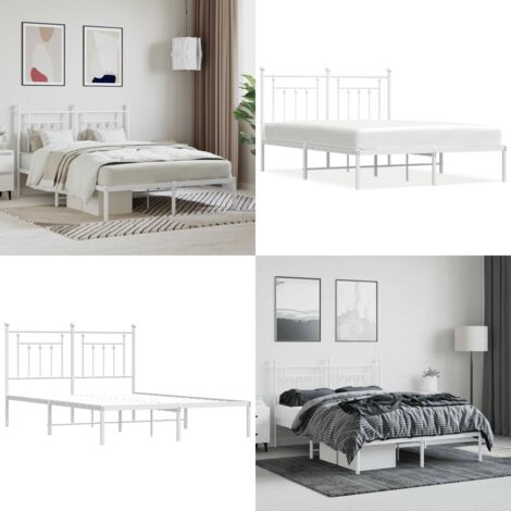 Giroletto con Testiera Metallo Bianco 140x200 cm - Letto con testiera - Letto in acciaio