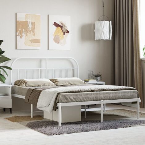 Giroletto con Testiera Metallo Bianco 150x200 cm vidaXL