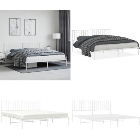 Giroletto con Testiera Metallo Bianco 183x213 cm - Letto con testiera - Letto in acciaio