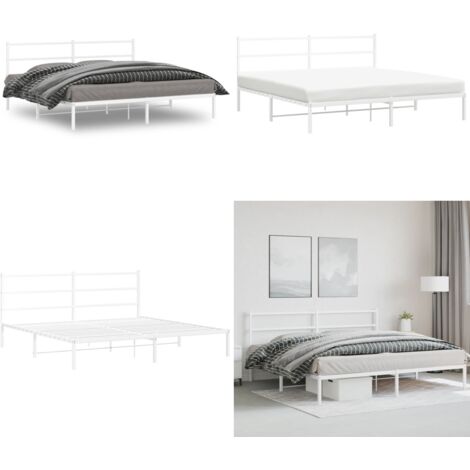Giroletto con Testiera Metallo Bianco 183x213 cm - Letto con testiera - Letto in acciaio