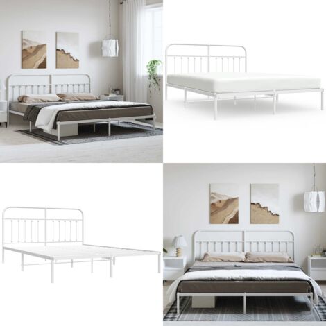 Giroletto con Testiera Metallo Bianco 183x213 cm - Letto con testiera - Letto in acciaio