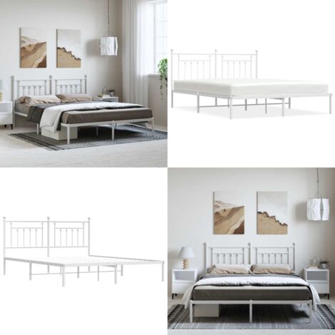 Giroletto con Testiera Metallo Bianco 183x213 cm - Letto con testiera - Letto in acciaio