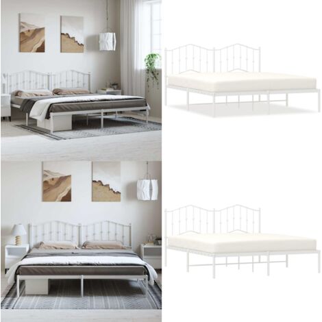 Giroletto con Testiera Metallo Bianco 183x213 cm - Letto con testiera - Letto in acciaio