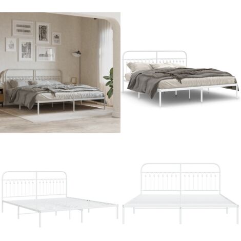 Giroletto con Testiera Metallo Bianco 183x213 cm - Letto con testiera - Letto in acciaio