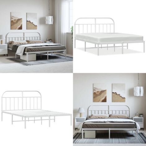Giroletto con Testiera Metallo Bianco 183x213 cm - Letto con testiera - Letto in acciaio