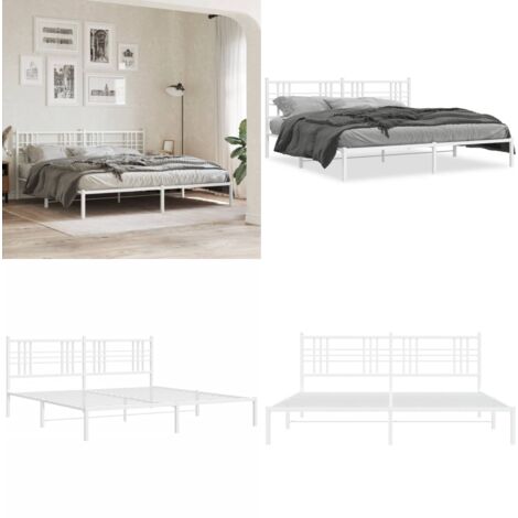 Giroletto con Testiera Metallo Bianco 183x213 cm - Letto con testiera - Letto robusto