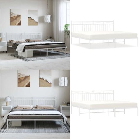 Giroletto con Testiera Metallo Bianco 183x213 cm - Letto con testiera - Letto robusto