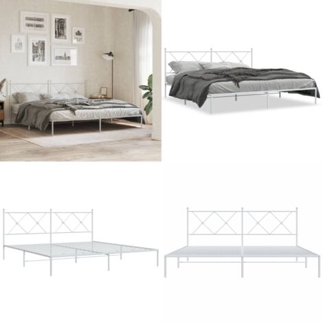 Giroletto con Testiera Metallo Bianco 183x213 cm - Letto con testiera - Letto robusto