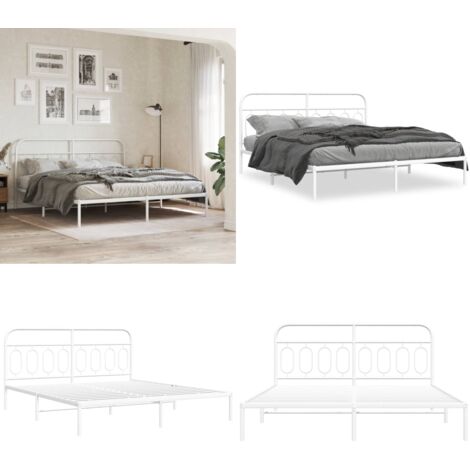 Giroletto con Testiera Metallo Bianco 183x213 cm - Letto con testiera - Letto robusto