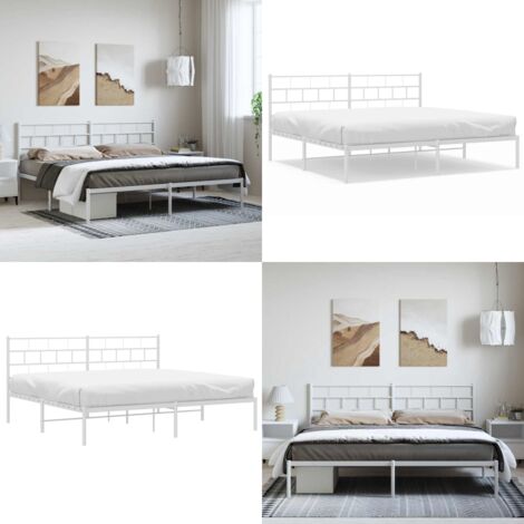 Giroletto con Testiera Metallo Bianco 183x213 cm - Letto in metallo - Testiera in metallo