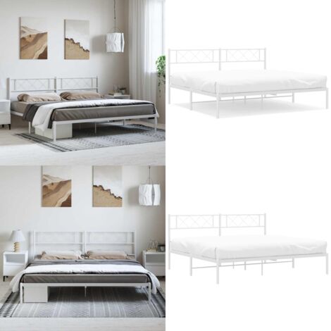Giroletto con Testiera Metallo Bianco 183x213 cm - Letto in metallo - Testiera in metallo
