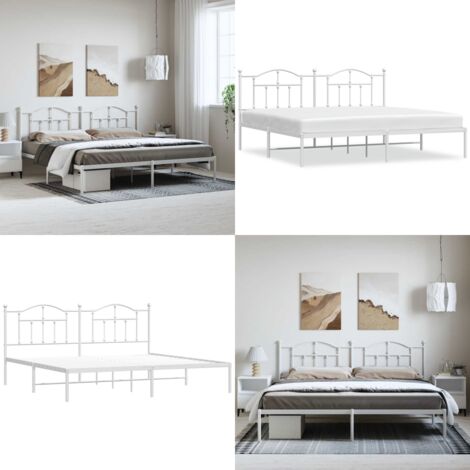 Giroletto con Testiera Metallo Bianco 193x203 cm - Letto con testiera - Letto in acciaio