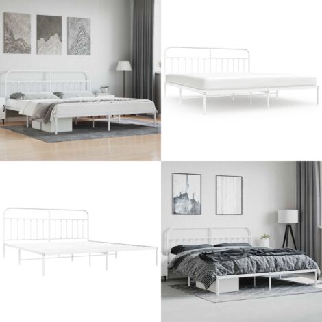 Giroletto con Testiera Metallo Bianco 200x200 cm - Letto con testiera - Letto in acciaio