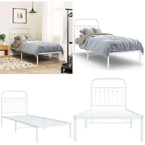 Giroletto con Testiera Metallo Bianco 80x200 cm - Letto con testiera - Letto in acciaio