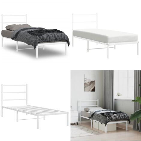 Giroletto con Testiera Metallo Bianco 80x200 cm - Letto con testiera - Letto in acciaio