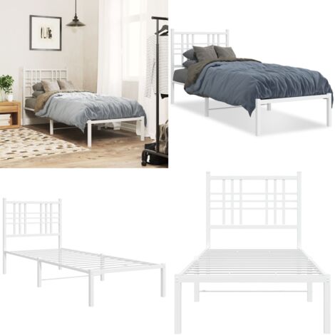 Giroletto con Testiera Metallo Bianco 80x200 cm - Letto con testiera - Letto in acciaio