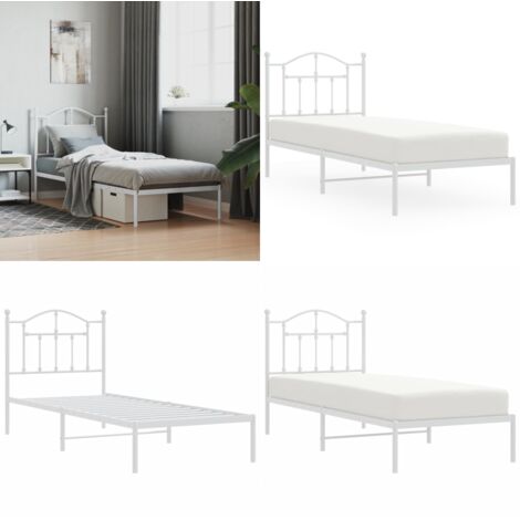 Giroletto con Testiera Metallo Bianco 80x200 cm - Letto con testiera - Letto in acciaio