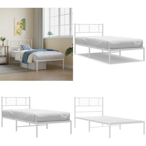 Giroletto con Testiera Metallo Bianco 80x200 cm - Letto in acciaio - Letto con testiera