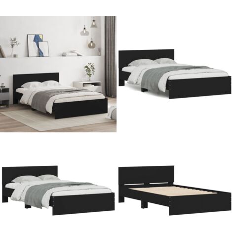 Giroletto con Testiera Nero 120x190 cm - Letto con testiera - Materasso letto