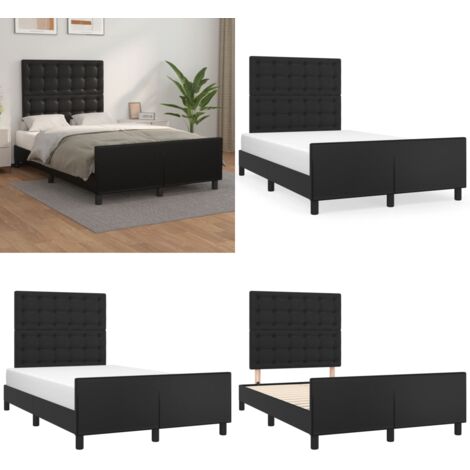 Giroletto con Testiera Nero 120x200 cm in Similpelle - Testiera per letto - Letto con testiera