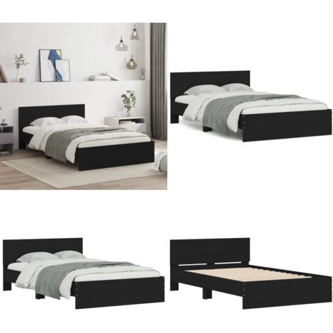 Giroletto con Testiera Nero 135x190 cm - Letto con testiera - Materasso letto