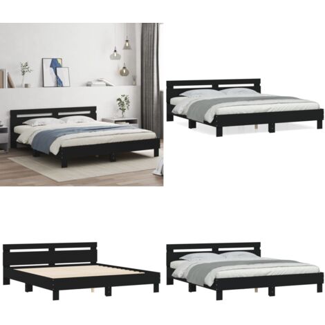 Giroletto con Testiera Nero 160x200 cm in Legno Multistrato - Letto con testiera - Materasso per letto