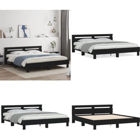 Giroletto con Testiera Nero 200x200 cm in Legno Multistrato - Testiera letto - Letto con testiera