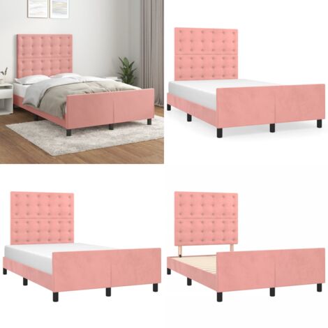 Giroletto con Testiera Rosa 120x200 cm in Velluto - Testiera per letto - Letto con testiera