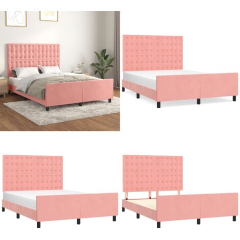 Giroletto con Testiera Rosa 140x190 cm in Velluto - Testiera per letto - Letto con testiera