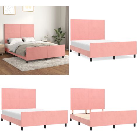Giroletto con Testiera Rosa 140x190 cm in Velluto - Testiera per letto - Letto con testiera