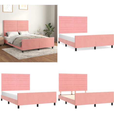 Giroletto con Testiera Rosa 140x200 cm in Velluto - Testiera per letto - Letto con testiera