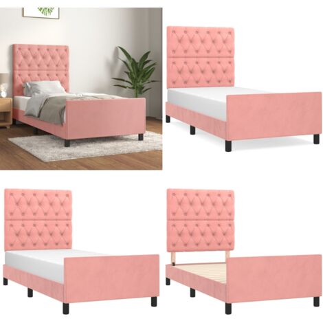 Giroletto con Testiera Rosa 80x200 cm in Velluto - Testiera per letto - Letto con testiera