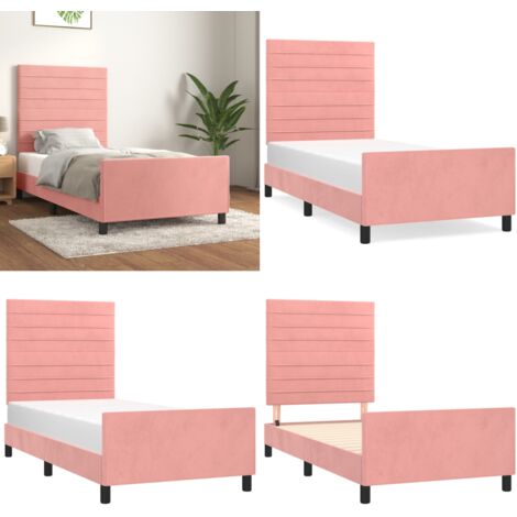 Giroletto con Testiera Rosa 90x190 cm in Velluto - Letto con testiera - Testiera per letto