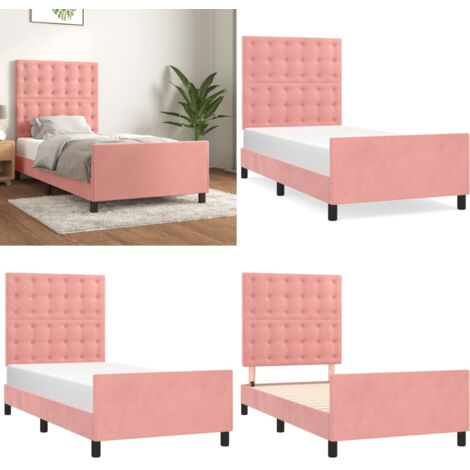 Giroletto con Testiera Rosa 90x200 cm in Velluto - Testiera per letto - Letto con testiera
