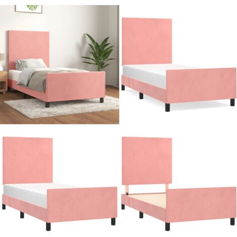 Giroletto con Testiera Rosa 90x200 cm in Velluto - Testiera per letto - Letto con testiera