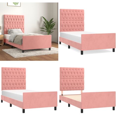 Giroletto con Testiera Rosa 90x200 cm in Velluto - Testiera per letto - Letto con testiera