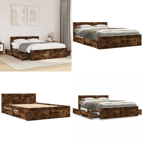 Giroletto con Testiera Rovere Fumo 120x200 cm Legno Multistrato - Letto con testiera - Letto in legno