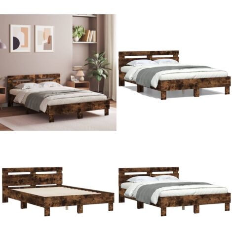 Giroletto con Testiera Rovere Fumo 120x200 cm Legno Multistrato - Letto con testiera - Materasso letto