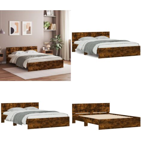 Giroletto con Testiera Rovere Fumo 140x190 cm - Letto con testiera - Materasso letto