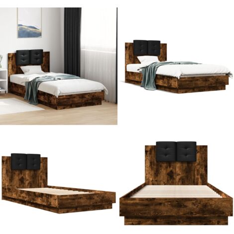 Giroletto con Testiera Rovere Fumo 75x190 cm Legno Multistrato - Letto con testiera - Letto in legno